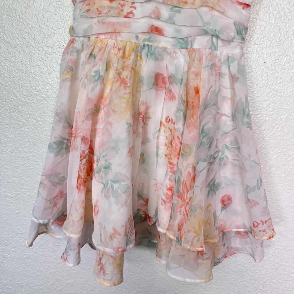 Abercrombie & Fitch Dress Womens Small Flirty Drama Floral Pastel Chiffon Mini - Picture 5 of 13